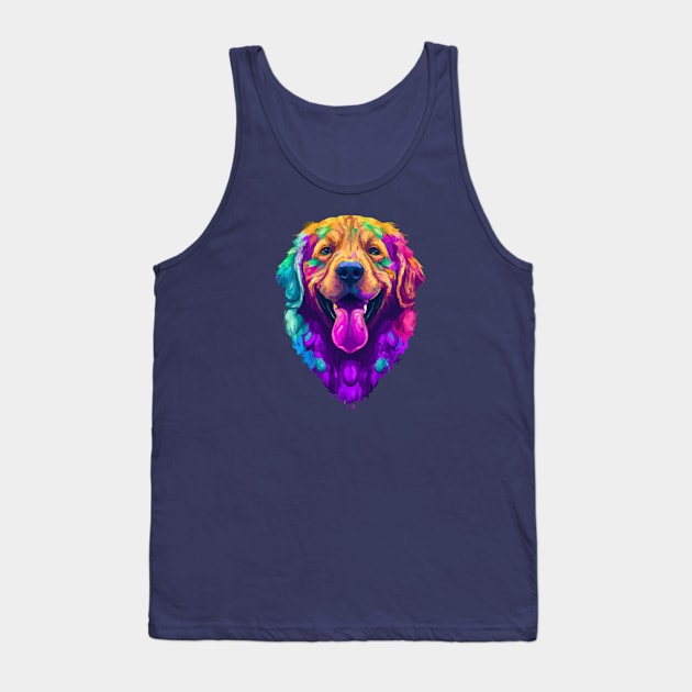 Cute Golden Retriever Melty Watercolor Drawing Tank Top by Furrban